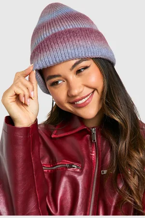 Boohoo Womens Ombre Stripe Fluffy Knitted Beanie - - One Size