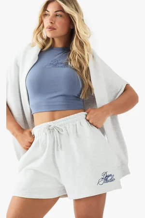Boohoo Womens Dsgn Studio Contrast Script Sweat Short - - S