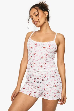 Boohoo Womens Mixed Bow & Cherry Print Cami & Shorts Pyjama Set - - 6