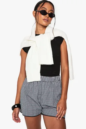 Boohoo Womens Broderie Trim Gingham Flippy Shorts - - 6