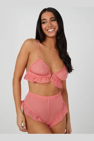 Nasty Gal Womens Sheer Mesh Spotty Bralette and Panty Set