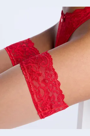 Boux Avenue Red lace top hold ups - - S