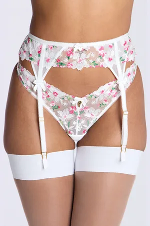 Boux Avenue Blossom embroidered suspender belt - - 06