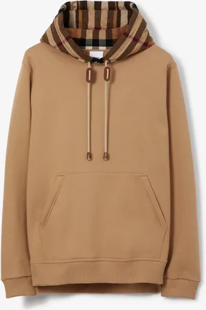 Burberry Check Trim Cotton Blend Hoodie