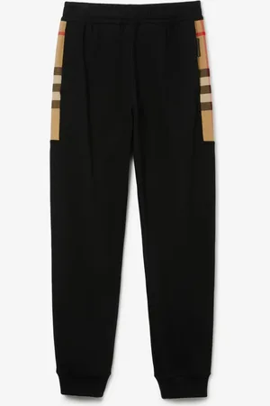 Burberry Check Panel Cotton Jogging Pants