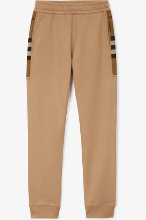 Burberry Check Panel Cotton Blend Jogging Pants