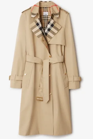 Burberry Long Check Collar Gabardine Trench Coat