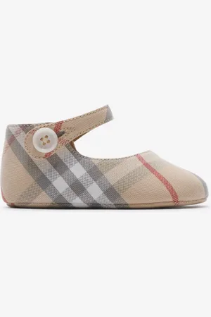 Burberry Childrens Check Cotton Mary Jane Flats