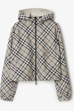 Burberry Cropped Reversible Check Hooded Jacket