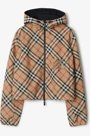 Burberry Cropped Reversible Check Hooded Jacket