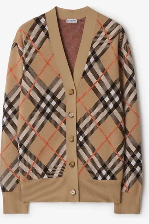 Burberry Check Wool Mohair Blend Cardigan