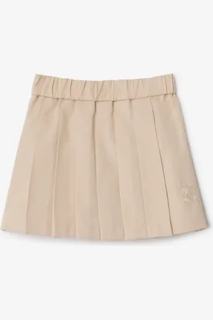 Burberry Childrens Pleated Cotton Blend Skirt