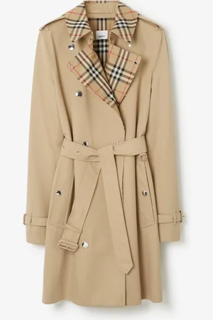 Burberry Short Check Collar Gabardine Trench Coat