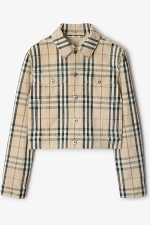 Burberry Cropped Check Denim Jacket