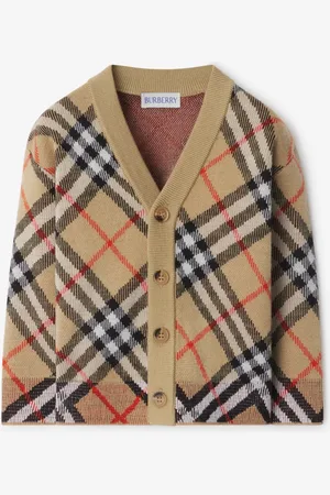 Burberry Childrens Check Wool Cardigan