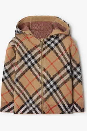 Burberry Childrens Check Wool Zip Hoodie