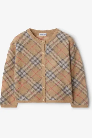 Burberry Childrens Check Alpaca Silk Blend Cardigan