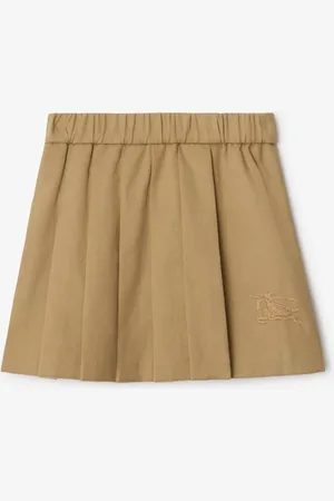 Burberry Childrens Pleated Cotton Blend Skirt