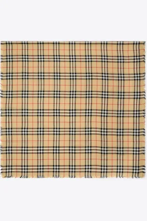 Burberry Check Cashmere Silk Scarf