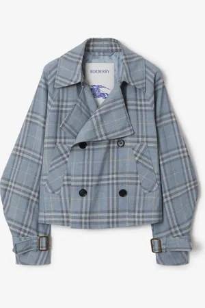 Burberry Check Silk Blend Trench Jacket