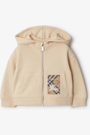 Burberry Childrens Check Label Cotton Zip Hoodie