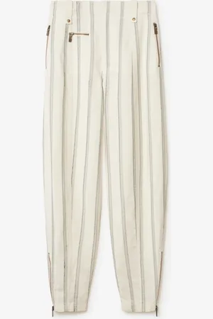 Burberry Striped Silk Blend Tailored Trousers