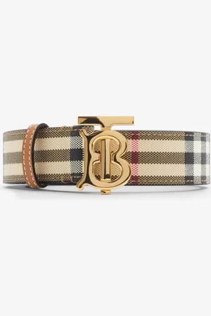 Burberry Check and Leather TB Belt