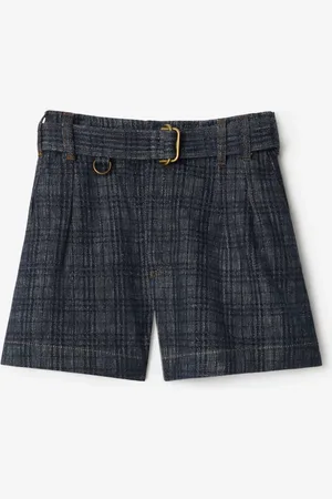 Burberry Belted Check Denim Shorts