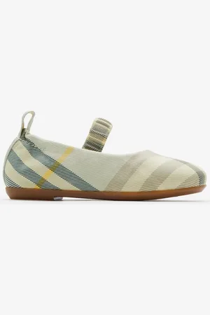Burberry Childrens Check Nylon Blend Ballerinas
