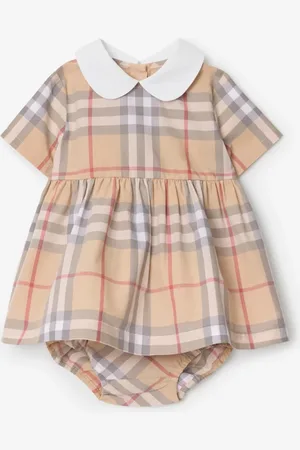 Burberry Childrens Check Cotton Poplin Dress with Bloomers