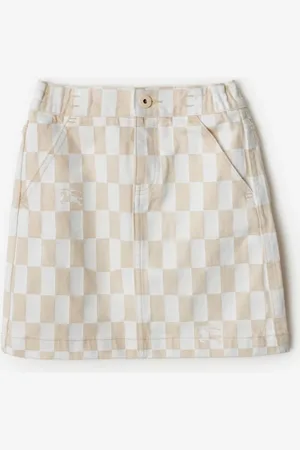 Burberry Childrens Checkerboard Denim Skirt