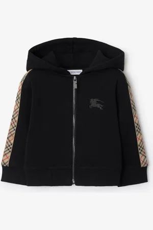 Burberry Childrens Check Trim Cotton Zip Hoodie