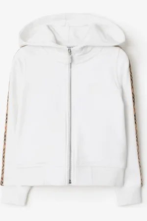 Burberry Childrens Check Trim Cotton Zip Hoodie