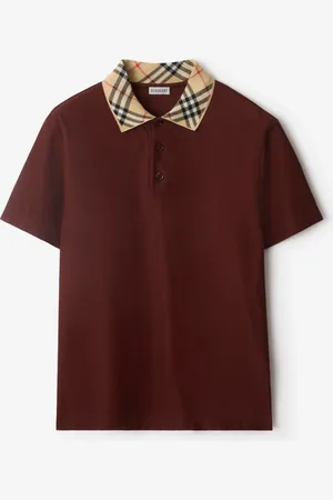 Burberry Check Collar Cotton Polo Shirt