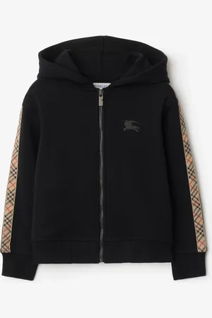 Burberry Childrens Check Trim Cotton Zip Hoodie
