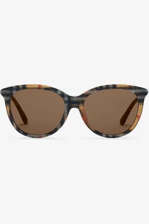 Burberry Tubular Check Round Sunglasses