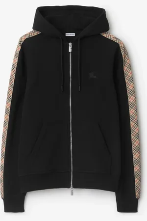 Burberry Check Trim Cotton Zip Hoodie