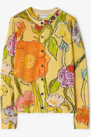 Burberry Highgrove Cascading Flowers Wool Cardigan