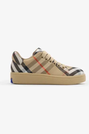 Burberry Childrens Check Cotton Sneakers