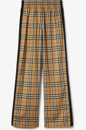 Burberry Check Stretch Cotton Trousers, Beige