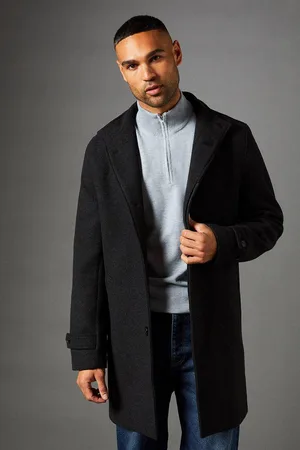 Burton Mens Signature Funnel Neck Wool Blend Coat