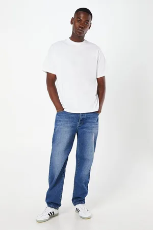 Burton Mens Mid Wash Loose Straight Fit Jeans