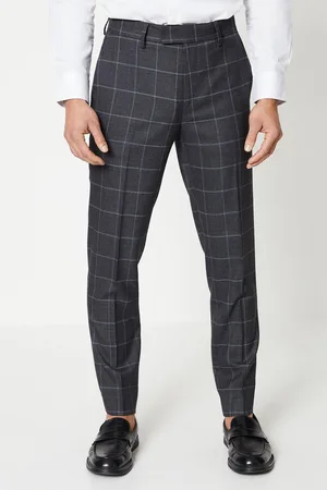 Burton Mens Slim Fit Windowpane Check Suit Trouser