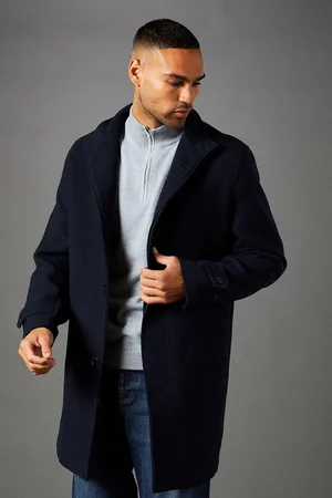 Burton Mens Signature Funnel Neck Wool Blend Coat