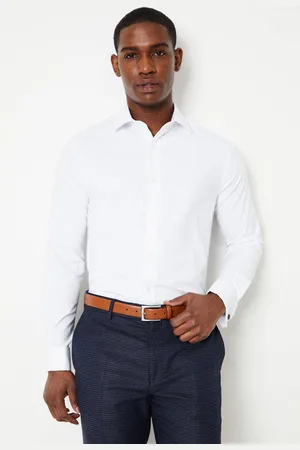 Burton Mens Easy Iron Double Cuff Tailored Long Sleeve Shirt