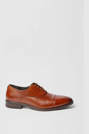 Burton Mens Leather Smart Oxford Toe Cap Shoes