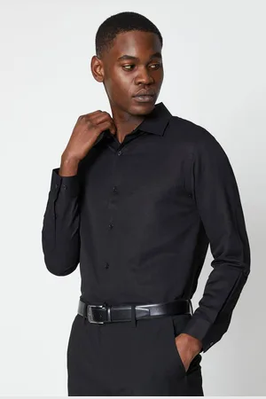 Burton Mens Tailored Fit Herringbone Weave Long Sleeve Shirt