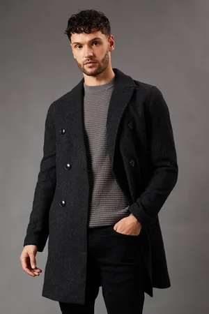 Burton Mens Double Breasted Wool Blend Coat