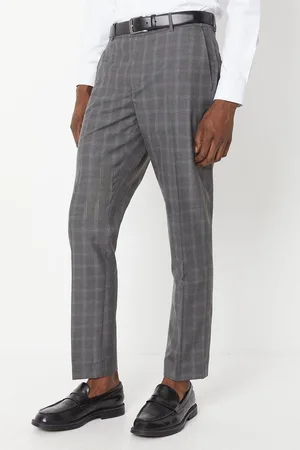 Burton Mens Slim Fit Check Smart Trousers