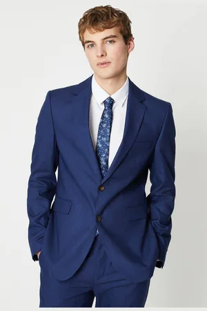Burton Mens Blue Sharkskin Suit Jacket